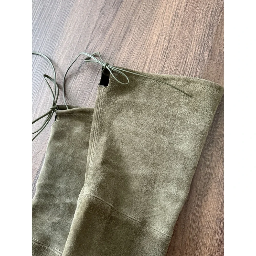 Stuart Weitzman Lowland Olive Green Suede Over the Knee Boots 6.5 M Spain